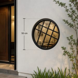 jendela UPVC Bulat warna Hitam Diameter 50 cm